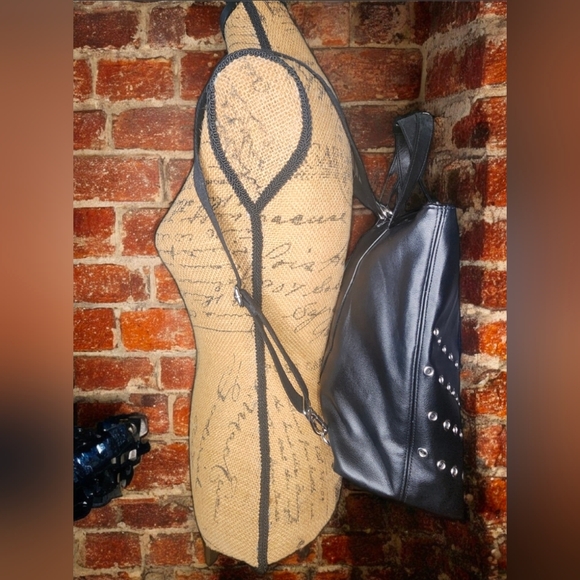 Victoria's Secret Black Studded Convertible Backpack/Tote Bag NWOT - Picture 15 of 16